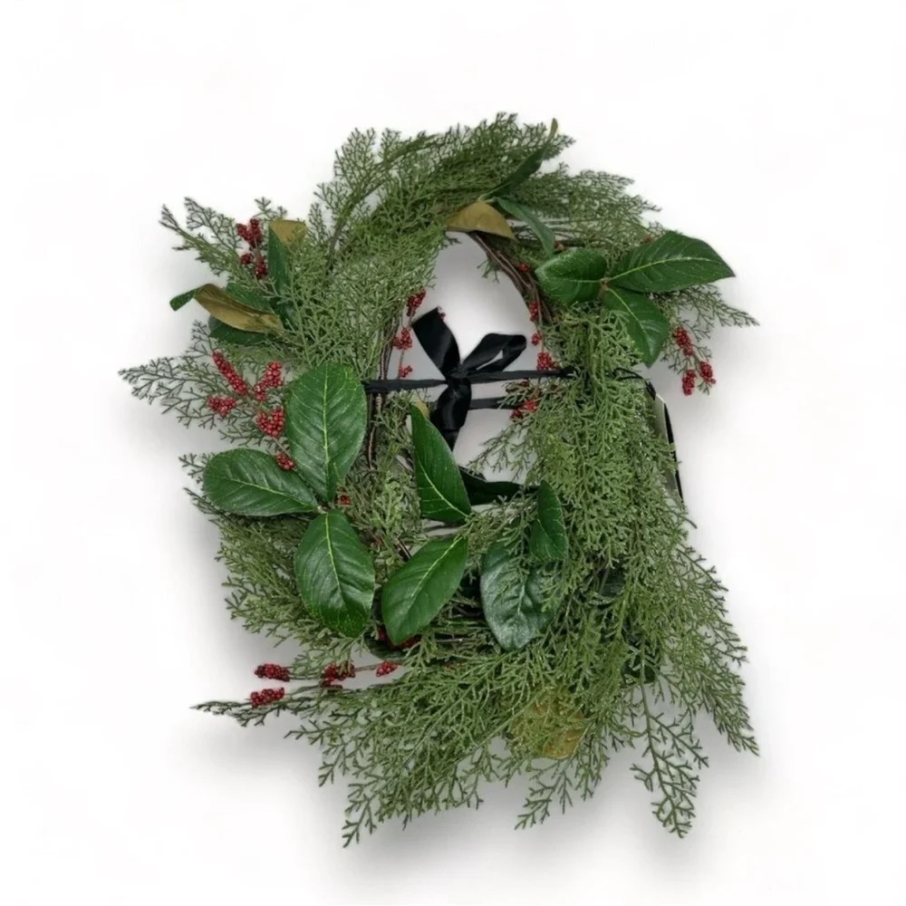 Faux Cedar & Magnolia Leaf with Winterberries Christmas Garland - Hearth & Hand™